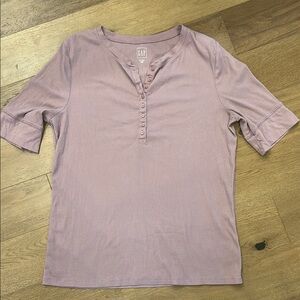 GAP Purple 3/4 Sleeve Polo Button Down Shirt
